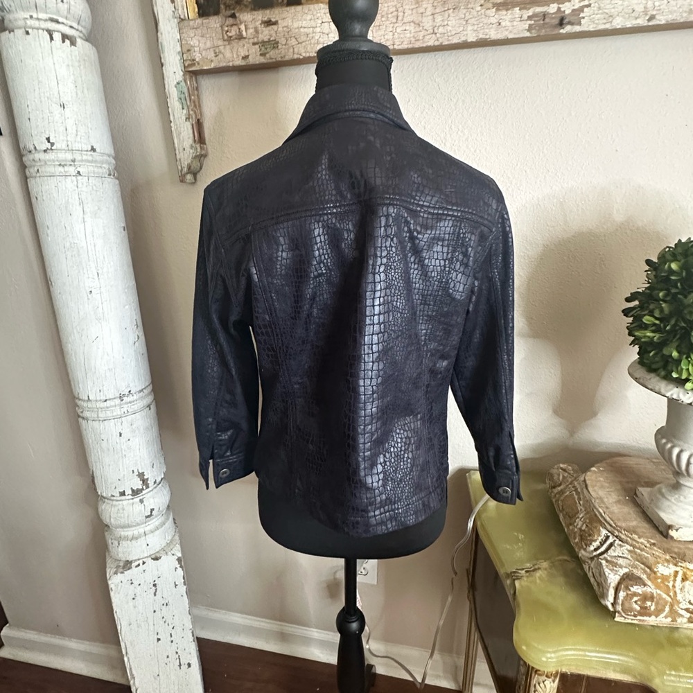 Ruby Rd Blue Leather Jacket Classic Elegance - image 6